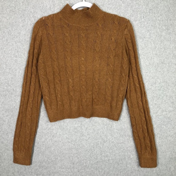 Hippie Rose Sweater XS Rust Cable Twist Open Back Academia Tennis Prep Heritage - Picture 3 of 13